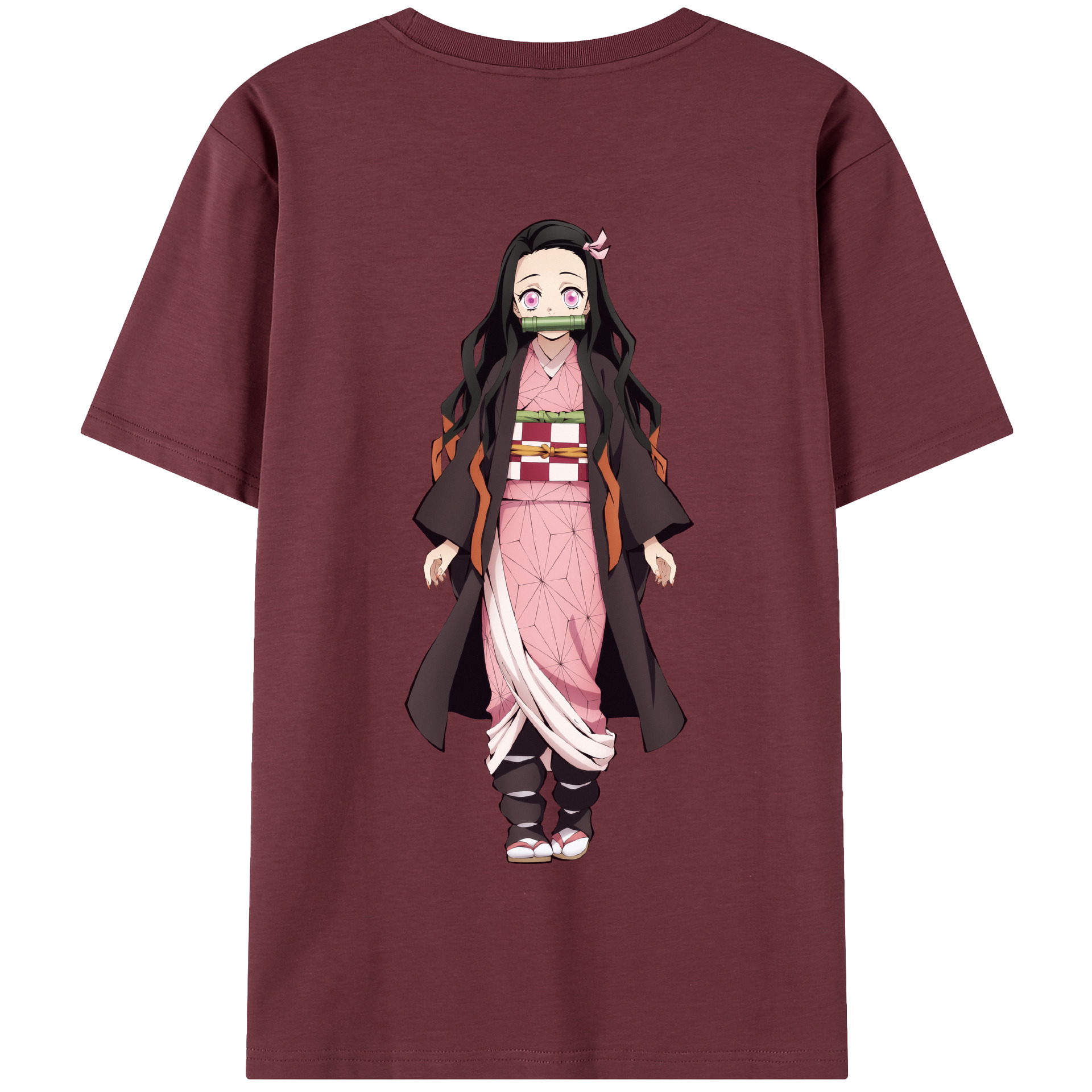 （画像用） 鬼滅の刃（きめつのやいば）竈門 禰󠄀豆子／かまど ねずこ Kamado Nezuko 綿100％半袖Tシャツ（背面プリント）